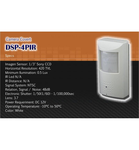 MicroWorld 1/3" 420TVL Covert IR Camera with Sony 3.7mm Lens – PIR Motion Detection for discreet surveillance needs.