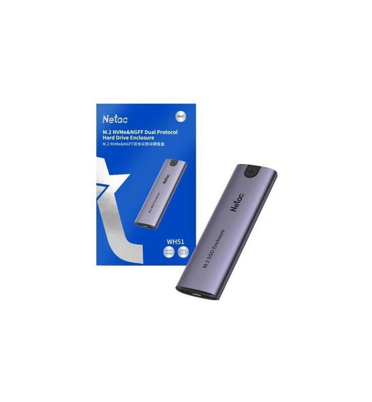 NETAC M.2 NVMe/SATA External SSD Enclosure – USB 3.2 Gen 2, 10Gbps High-Speed Adapter Case with sleek design and portable packaging