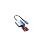 Netac WK12 USB 3.0 memory card reader with dual USB-C and USB 3.0 ports for SD and TF card transfer.