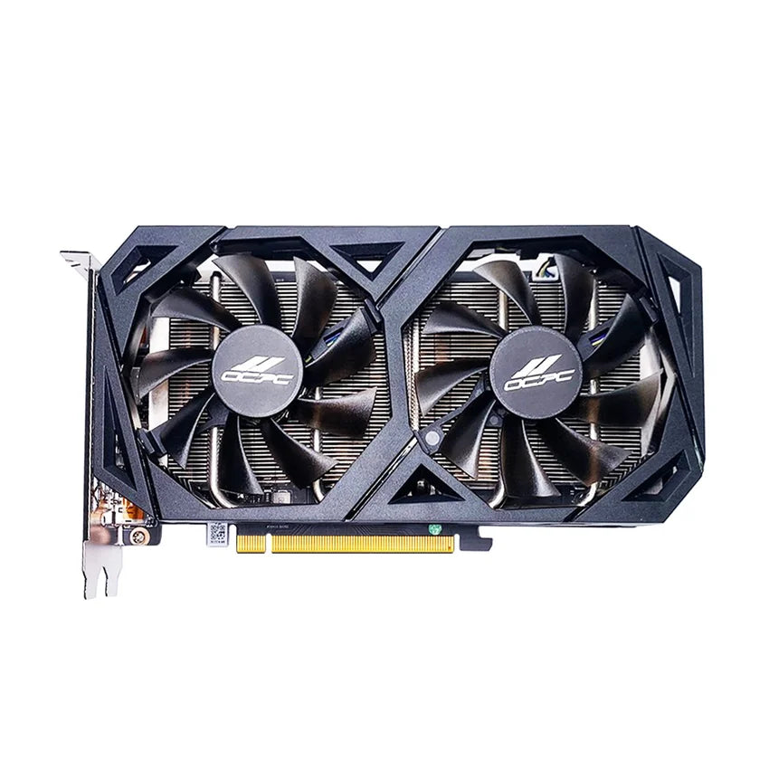 Graphics card with dual fans on a white background