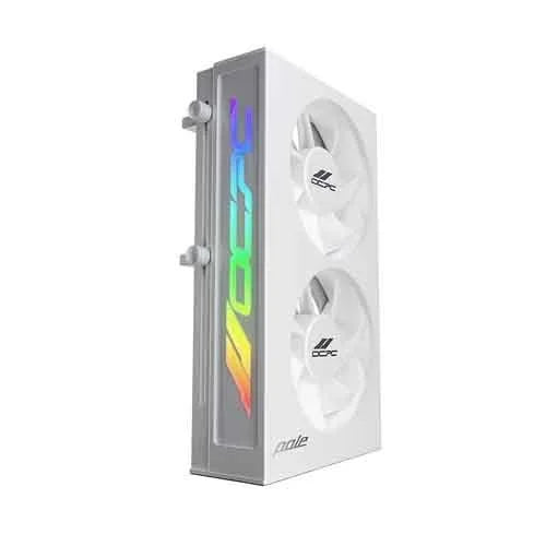 Optimize your gaming setup with the OCPC POLE P1 ARGB Graphics Card Cooling Holder (White) — Dual Fans, RGB Sync.