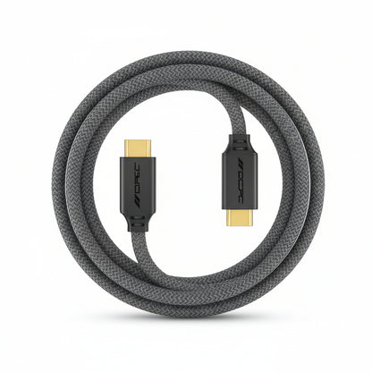 OCPC cable with gold connectors on a white background