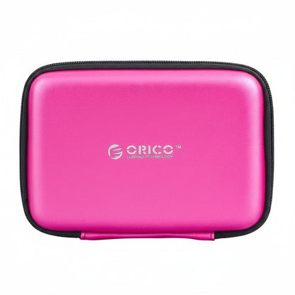 Pink carrying case with Orico logo on a white background