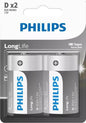Philips LongLife R20 D Batteries – Reliable Power for Everyday Devices, 2-Pack ensures dependable performance for essentials.