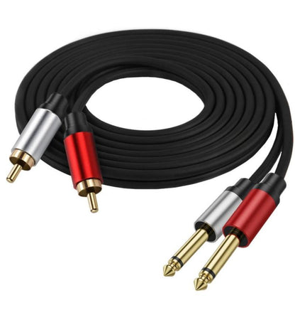 RCA MALE 6.35 MM TO DUAL RCA MALE