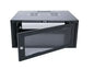 RCT 6U AP Pre-coated black wall mount cabinet 2x uprights 2x glands + Screws; 450mm GLASS DOOR.