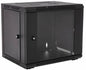 RCT 9U AP Pre-coated black wall mount cabinet 2x uprights 2x glands + Screws; 450mm GLASS DOOR.