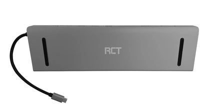 RCT USB type C multifunction docking station with 2 HDMI; 1 VGA; 3 USB 3.0; 1 Gigabit RJ45; 3.5mm audio socket; SD and microSD