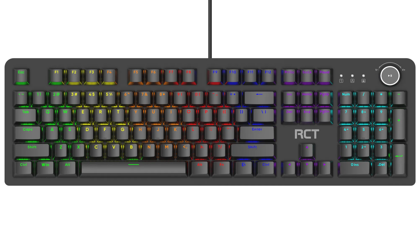 RCT HyperKey 104 keys Mechanical Gaming Keyboard; Blue mechanical switches; Multi Color LED Backlight.