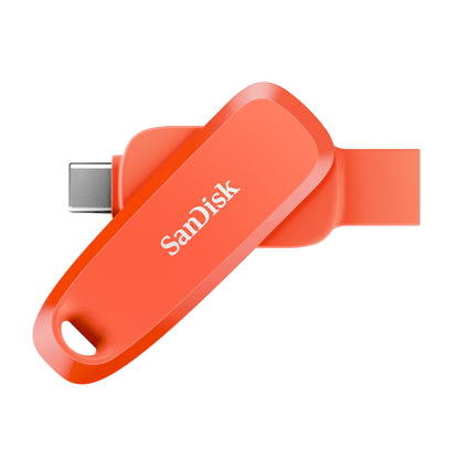 SanDisk Phone Drive for Android Nasturtium Orange flash drive front view