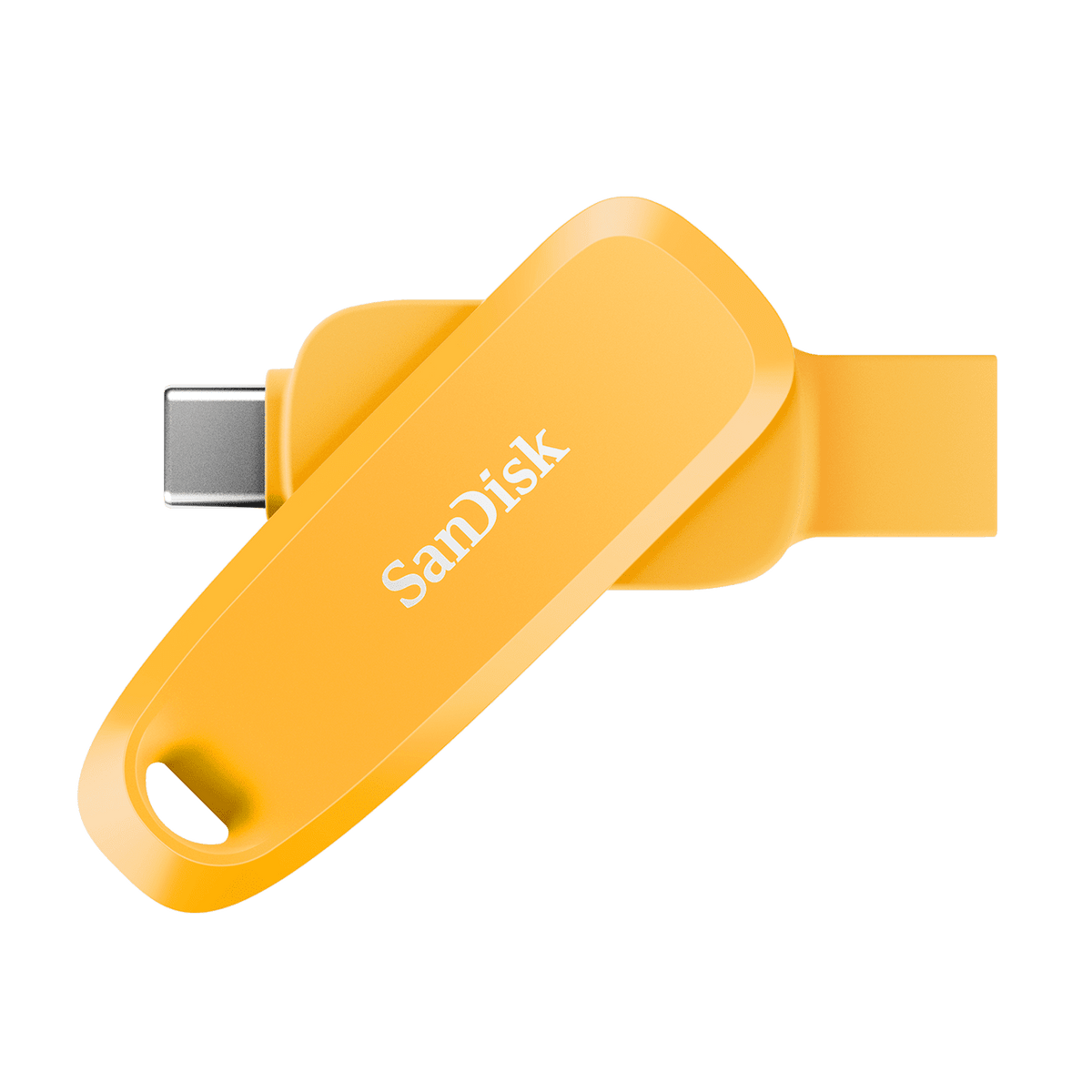 SanDisk Phone Drive for Android Yellow Daffodil flash drive front view