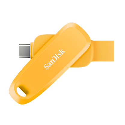 SanDisk Phone Drive for Android Yellow Daffodil flash drive front view