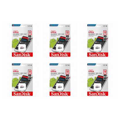 SanDisk Ultra 16GB microSDHC UHS-I Memory Cards - 6 Pack