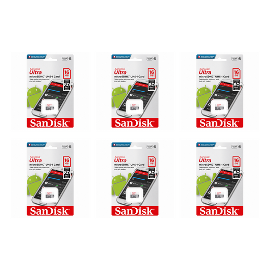 SanDisk Ultra 16GB microSDHC UHS-I Memory Cards - 6 Pack
