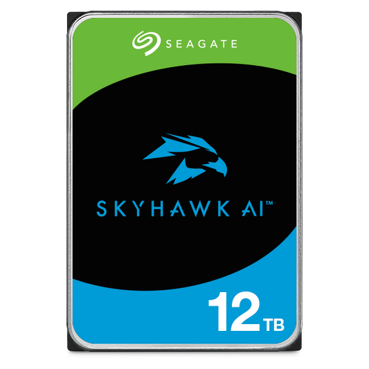 Seagate Skyhawk AI ST12000VE003 12TB 3.5'' HDD Surveillance Drives for high-capacity video storage and security.