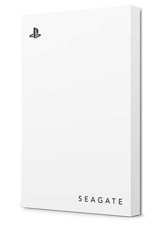Seagate Game Drive for PS4/PS5 – 2 TB Portable External HDD in white with blue LED, perfect for expanding your console storage.