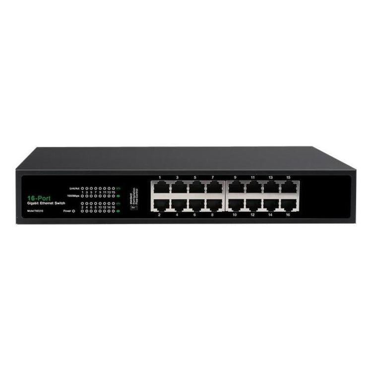 Network switch with 16 ports on a white background