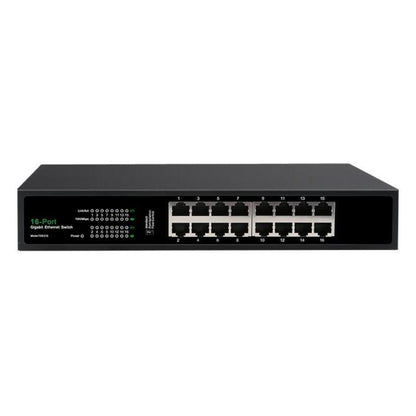 Network switch with 16 ports on a white background