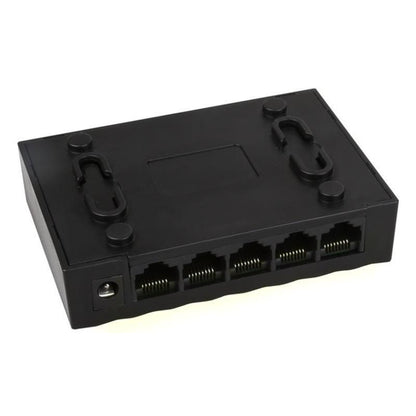 Black electronic device with multiple ports on a white background