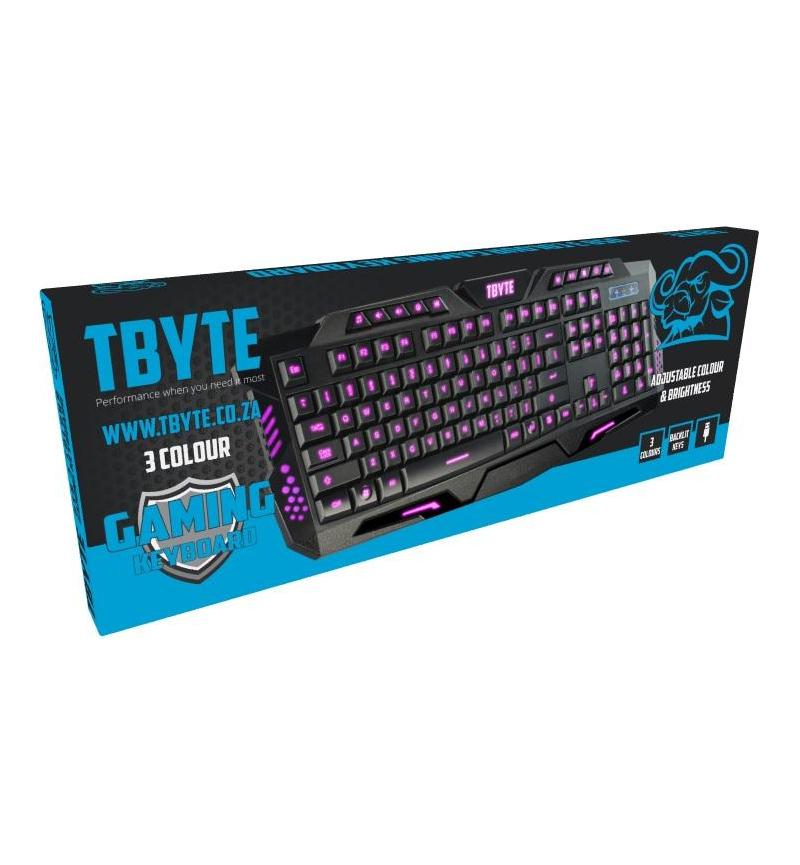 TBYTE USB 3-Colour Backlit Gaming Keyboard – Multimedia Keys | U3CGK