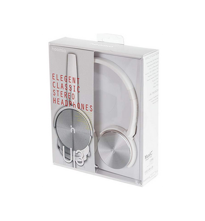 Hoomia U3 Classic Wired On-Ear Headphones with Microphone – White and Silver