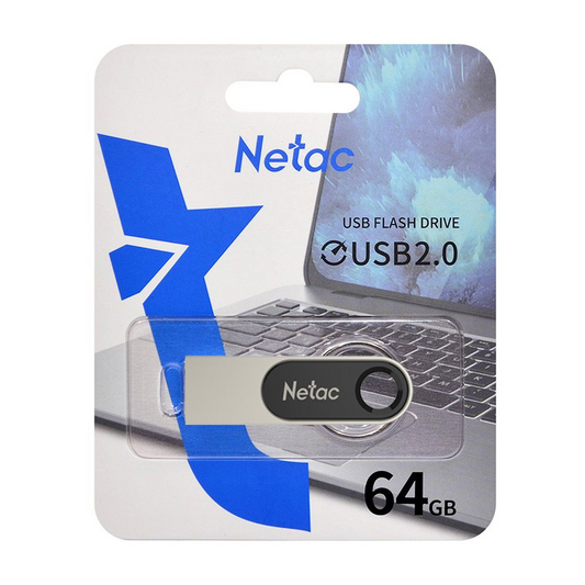 NETAC 64GB USB 2.0 Flash Drive – Portable Thumb Drive for Reliable File Storage, Backup & Transfer in sleek packaging.