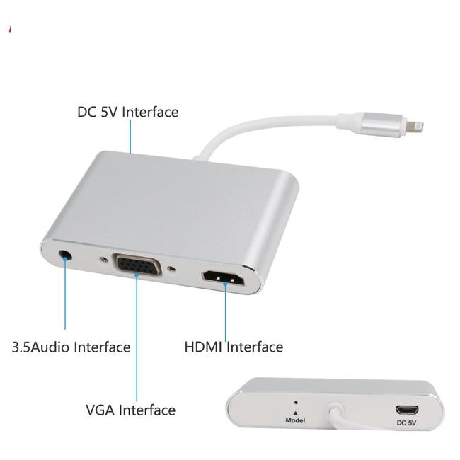 LIGHTNING TO VGA + HDMI + AUDIO