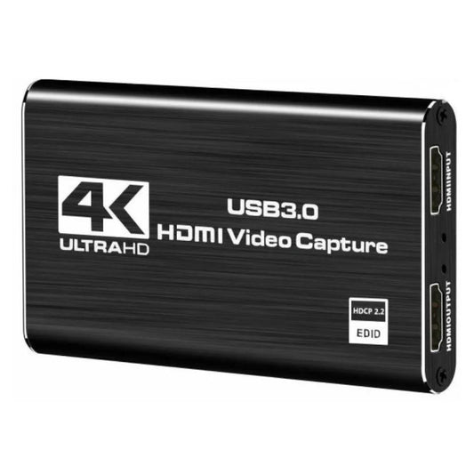 Black USB 3.0 HDMI video capture device with 4K UltraHD branding on a white background