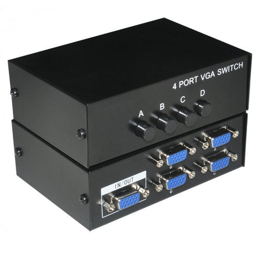 4 Port VGA Video Switch - 4 VGA Input 1 VGA Output - 4 Pc's To 1 Monitor